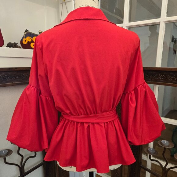 Cherry Red Pirate Wench or Ren Faire Blouse, Sz M - Picture 6 of 9